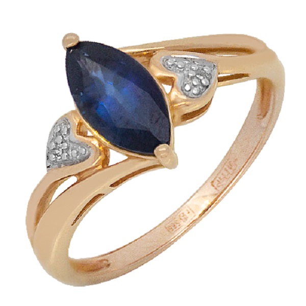 Кольцо из золота с сапфиром и бриллиантами